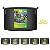 iPower 5-Pack 30 Gallon Plant Grow Bags Thickened Nonwoven Aeration Fabric Pots Heavy Duty Durable Container, Strap Handles for Garden, Black