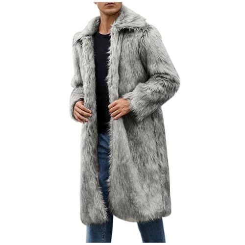 Men's Faux Fur Coat Winter Fashion Furry Fleece Trench Coat Men Winter Warm Faux Fur Overcoat Thicken Soft Jacket