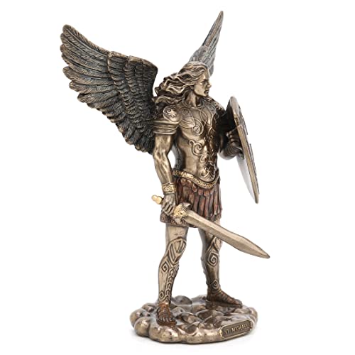 Veronese Design 7 3/4" Archangel Saint Michael Sword And Shield Resin Sculpture Cast Bronze Finish #TOP1