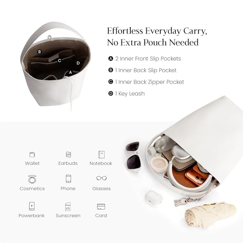beful White Genuine Leather Bucket