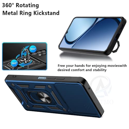 Image of AESTMO Tough Armor Realme C63 / Narzo N63 Bumper Back Case Cover | Ring Holder & Sliding Camera Shield Cover | 360 Degree Protection Back Case Cover for Realme C63 / Narzo N63 (Blue)