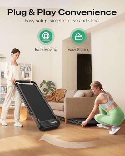 Image of UREVO Strol 2E Smart 2-in-1 Folding Treadmill, Compact Walking Pad with Safety Handle, Plug and Play, Standing Desk Treadmill with Dual LED Display, Smart APP, Walking or Running for Home