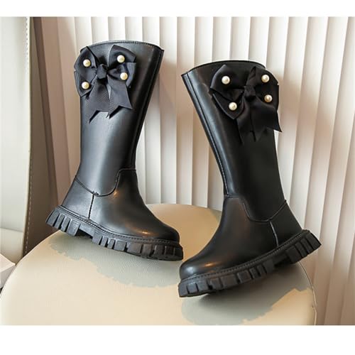 Girls Over The Knee Boots Big Kids Side Zipper Chunky Bottom Low Heels Thermal High Boots with Bowknot for Fall Winter3
