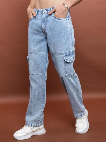 Image of Highlander Mens Relaxed Fit Denim Jeans for Man|Mid-Rise|Cotton Cargo Jeans for Men | Men Jeans