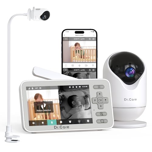 Dr.Care VistaView Lite Moniteur Bébé WiFi Intelligent avec Clip – Écran 4” 720P Split Screen, Caméra 1080P, App Mobile, Vision Nocturne HD, Audio...