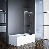 Goezes Duschwand für Badewanne 100x140cm Schwarz 2-teilig faltbar Duschwand Badewannenaufsatz Duschtrennwand Duschabtrennung mit 6mm Nano Glas