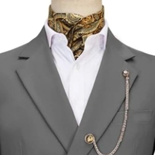 Image of Men's 2 Piece Suit with Metal Clasp Slim Fit Suit Stylish Business Pants Casual Wedding Grooms Tuxedo Suit