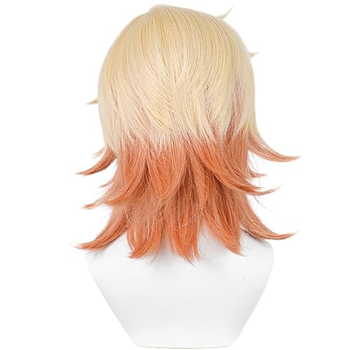 Image of Mydei Blond Gradient Orange wigs with Side Bangs&Braids Long Layered Haircut Women Men Anime Game Cosplay wig Halloween,Christmas,Comic con,Party,Game Show