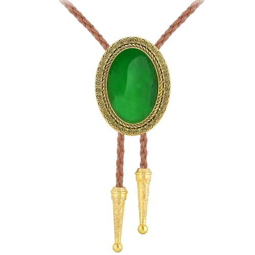 Image of Jeilwiy Bolo Tie for Men Real Stone Westwern Cowboy Ties Silver Bolos Women Leather Necktie Gift for Birthday Christmas