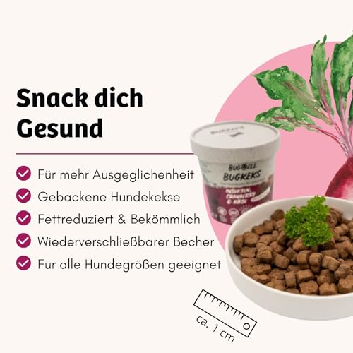 BugBell 8x150g Hundekeks, Trainingsleckerli für Hund, ohne Getreide & Zucker, hochwertige Zutaten sorgen für Lebensfreue und wirken gegen Depressionen & schlechte Laune, hypoallergenes Insektenprotein