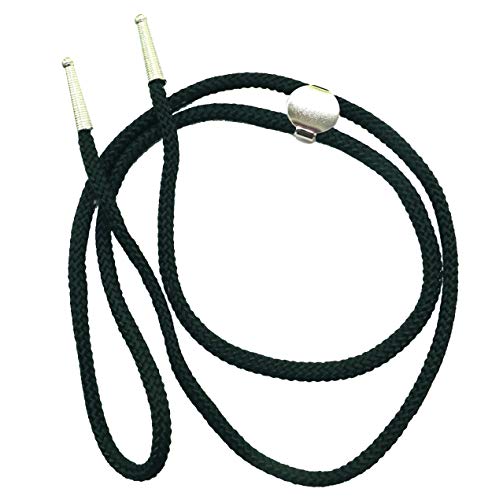 Blank Bolo Tie Kit Sterling Silver Plated Parts Round Slide Black Cord DIY One Set - Thumbnail 5
