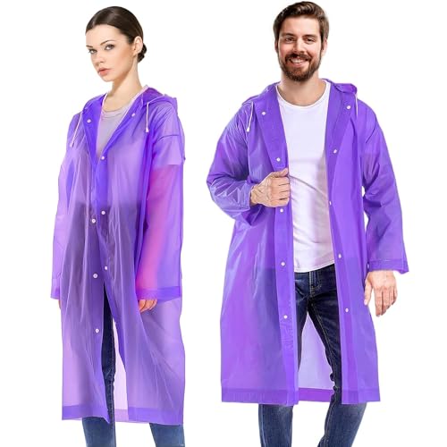 Image of EVA Raincoat Transparent Reusable Water Resistant Rainsuit with Hood for Women Men 1Pc