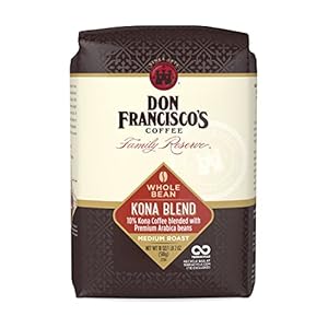 Don Francisco’s Kona Blend Medium Roast Whole Bean Coffee, 10% Kona, (18 oz Bag)