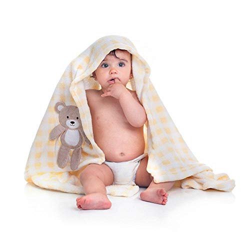 Manta Loani xadrez ursinho 2120 Amarelo