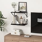 Fun Memories 10 Inch Deep Floating Shelves, Black Floating Shelf 16 Inch Long, 16" W x 10" D Wall Shelves Set of 2, Deep Shelves for Books, Wide Floating Shelves for Bahtoom, Living Room, Kitchen - Image 2