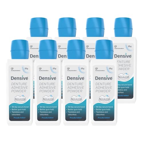 Image of Denture Adhesive Powder Pack of 8 | 15g Per Pack | Tasteless, flavorless, and odourless | Non-Toxic | Better gum hold | All day secure bond | Creates strong bond between gums and dentures