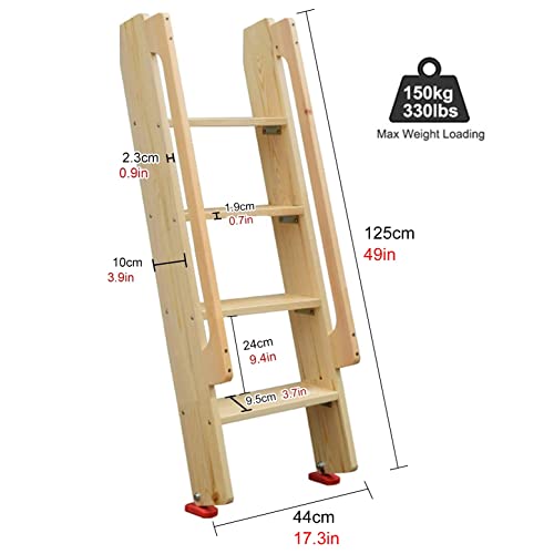 Escalera de madera para litera y loft con ganchos de sujeción 3