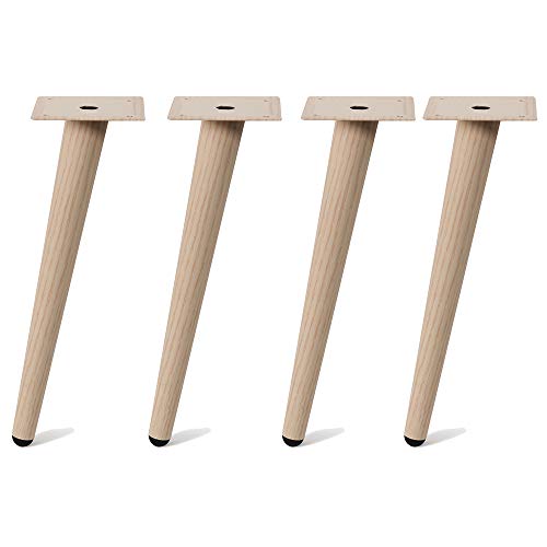 4un. Pata cónica Inclinada pie mueble nórdico mesa escandinava en acero con textura imitacion madera natural. Altura 300mm