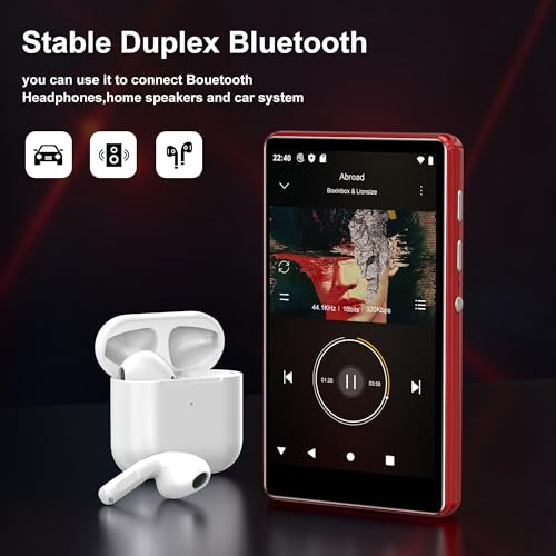 Image of 80GB MP3 & MP4 Player with Bluetooth and WiFi, SWOFY M503 Pro Music Player with Spotify,Pandora,Amazon Music, 4 inch Touch Screen Digital Audio Player with Audible, Audiobooks for Kids,Up to 512GB Red