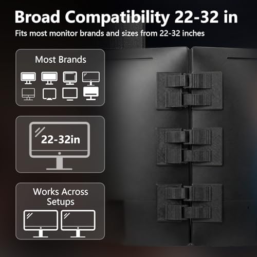 3-Pack Monitor Connector Alignment Clips with Adhesive — Monitor Accessories, Easy No-Tool Setup for Monitor Rigs & Sim Racing Setups - Thumbnail 2