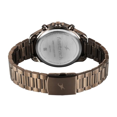 Image of Fastrack Wild Chameleons Back Inspired Bezel with Maroon Dial IP TCE Stainless Steel Strap Watch for Men - 3337KM02