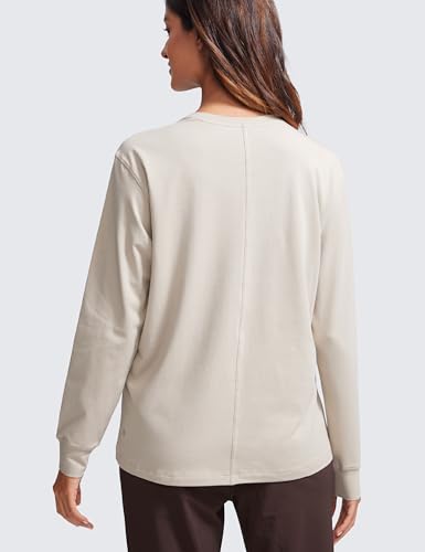 CRZ YOGA Pima Cotton Long Sleeve Shirts for Women Crew Neck Casual Fall Tops Basic Soft Workout Yoga Loose T-Shirt2