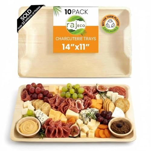 Raj Disposable Palm Leaf Serving Trays (10 Pack)