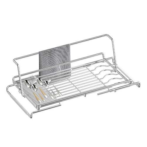 Estante de secado para fregadero de cocina, soporte de metal expandible para escurrir, organizador de drenaje, para tenedores, palillos, platos, cucharas, utensilios, vajilla, cubiertos