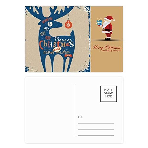 Cartes de Noël cerf bleu lot de 20 pour accompagner vos cadeaux