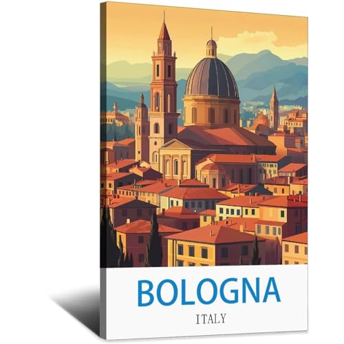 Impression sur toile vintage Bologne Italie idée cadeau voyage