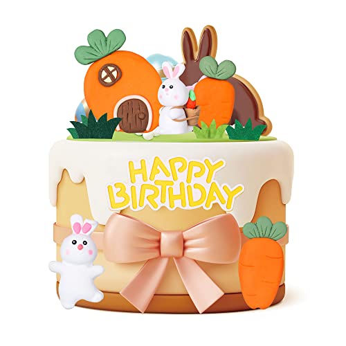 Décoration de gâteau lapin de Pâques Gyufise avec carotte pour anniversaire de 9 pièces