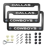2Pack Carbon Fiber License Plate Frames for Cowboys, Black Aluminum Front & Rear Car...