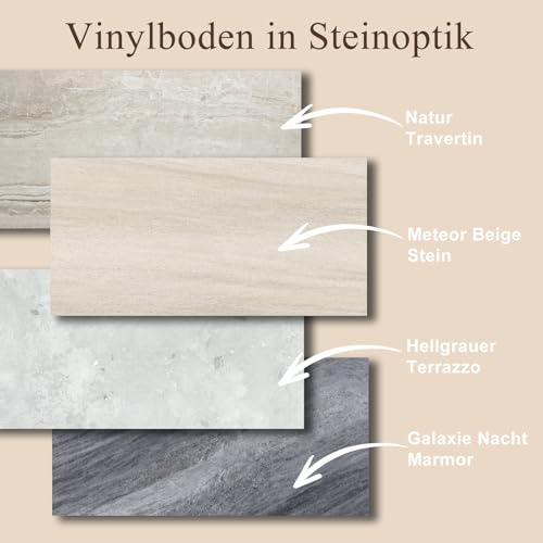 Mysflosy PVC Bodenbelag, Vinylboden selbstklebend wasserdicht, 61.0CM x 30.5CM DIY selbstklebende Fliesen für Küche, Badezimmer und Schlafzimmer, 12 Stück, Abdeckung 2,23 m²