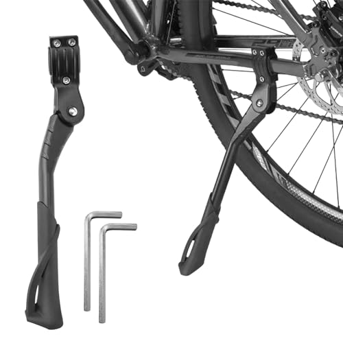 POHOVE Fahrradständer 24-29 Zoll, Universal Höhenverstellbar Fahrrad Ständer, Rutschfester Seitenständer Fahrrad für Mountainbike, Trekkingrad, Cityrad, Pendlerfahrräder(Farbe:Schwarz)