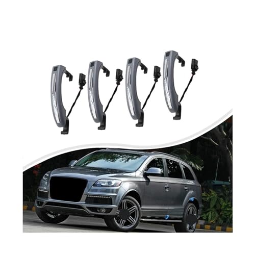 Manija de puerta Exterior con Sensor inteligente for coche, 4 Uds., Compatible con Q7 2007-2015 4L0837205A 4L0837205B 4L0837207A