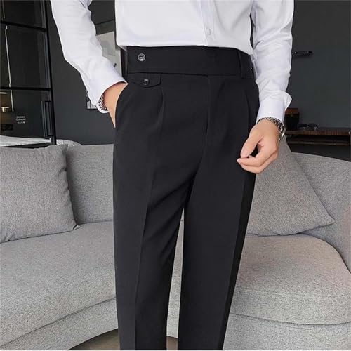 Men's Business Trousers Lightweight Twill Slim-Fit Straight Pants Regular Fit Versatile Tapered Pants with Pockets4