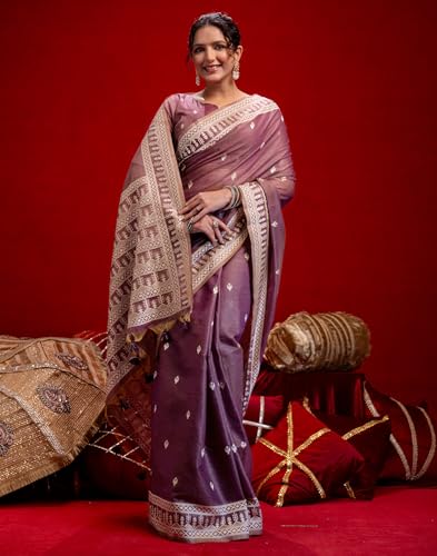Image of SIRIL Women's Cotton Weaving Tassels Saree With Unstitched Blouse Piece