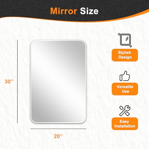 Image of Delma Bathroom Vanity Mirror, Silver Framed Mirror for Over Sink, 30x20