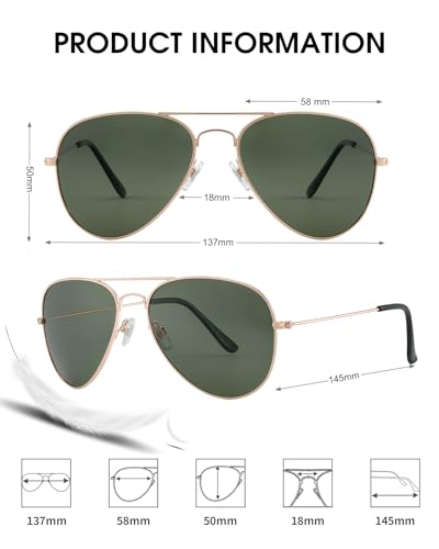 Image of Joox Aviator Sunglasses for Men Women,Polarized UV 400 Protection Lens with Metal Pilot Frame Unisex