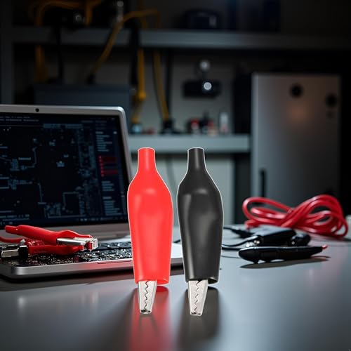 Image of 20Pcs Medium Alligator Clips Black Red Soft Insulated Boots Covered Test Lead Clamp,Test, Measure and Inspect