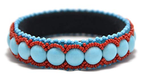 Bracelet bangle turquoise et rouge en perles idéal pour vos tenues d'été