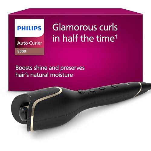 Philips Auto Curler 8000 Series, arricciacapelli, 27 diverse opzioni di styling, nero, modello BHB876/00