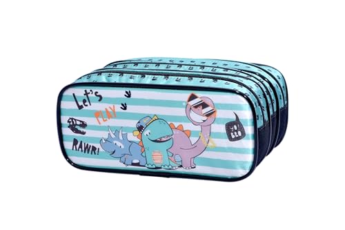 Estojo Escolar Triplo Dinossauro Estojos Kids