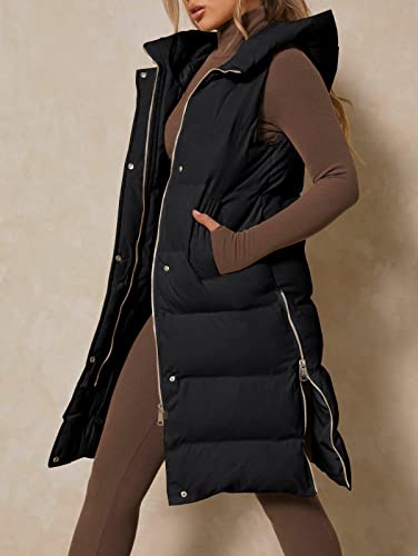 Inorin Womens Down Vest with Stand Collar Thick Hooded Sleeveless Long Coats Jacket3