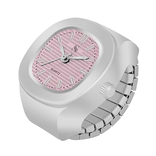 Image of Shocknshop Analog Fashion Stainless Steel Square Silver Ladies Ring Watch for Women -W165