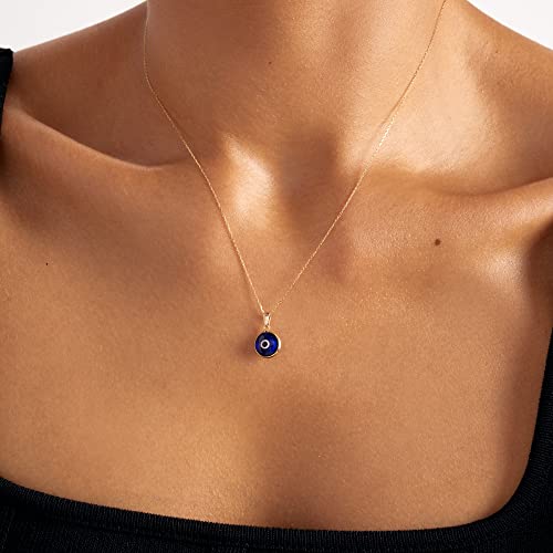 Gelin Diamond 14k Solid Gold Evil Eye Necklace | 14k Yellow Gold Evil Eye Pendants for Women | Protection Necklace Fine Jewelry with 18 inch Solid Gold Chain3