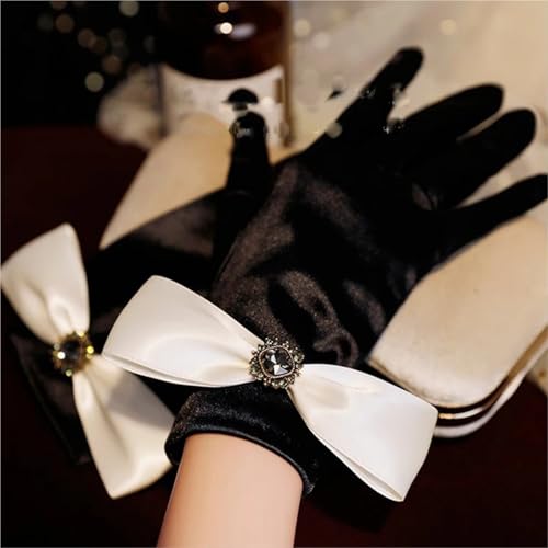Short Satin Gloves 2 Pairs Vintage Gloves Satin Thin Stage Banquet Bride Accessories Gloves Women for Wedding Party2