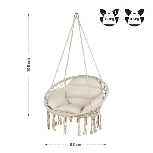 Silla colgante exterior e interior con cojín cómodo para terraza jardín y hogar 3