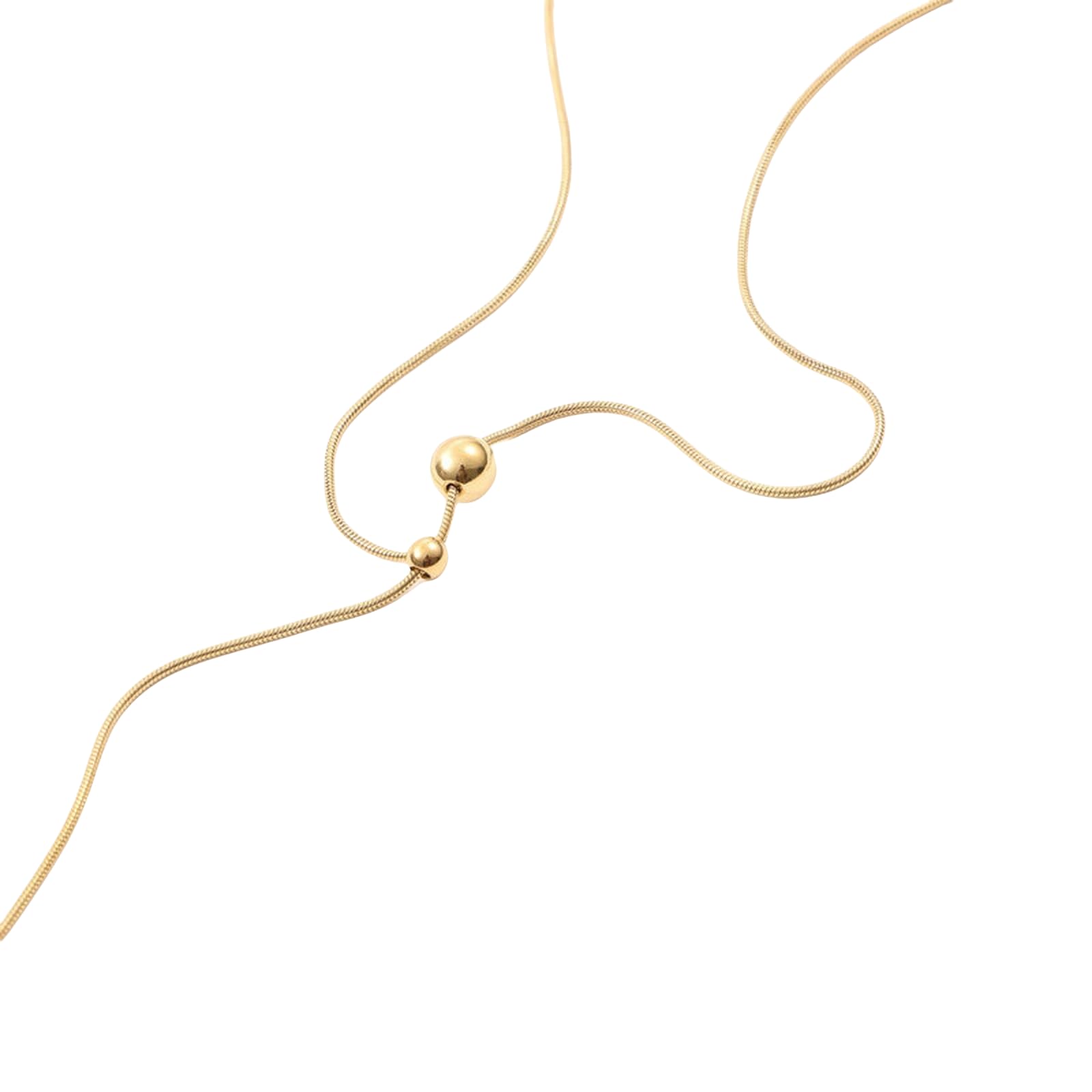 Collar de bola ajustable para mujer, cadena de serpiente de cuerda deslizante chapada en acero inoxidable de 18 quilates, joyería para presentarla