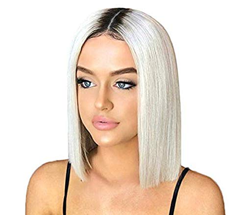JISTL Wigs for Women Shoulder Length Wig Synthetic Straight Cos Wigs Heat Resistant Synthetic Hair 40CM (White102)